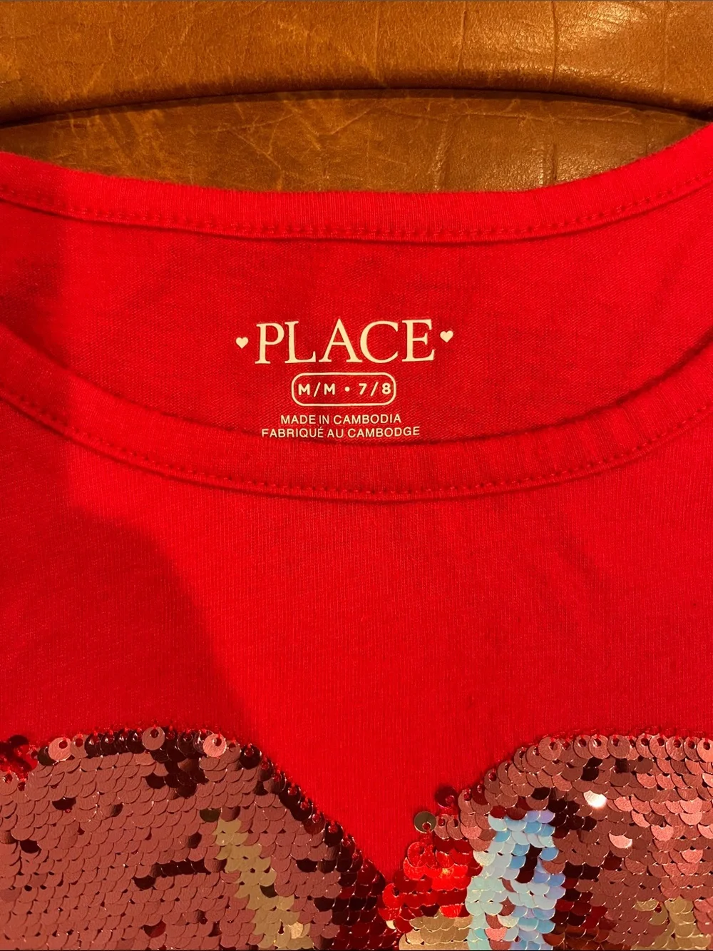 The Children's Place Red Long-Sleeve Top with Sequin Heart Unicorn